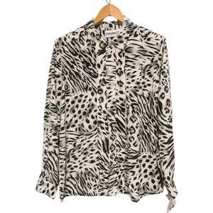 Nwt Alfred Dunner Pleated Blouse Animal Print 12